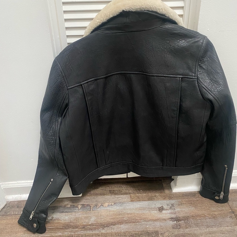 Marc New York Leather Moto Jacket with removable Sherpa collar
